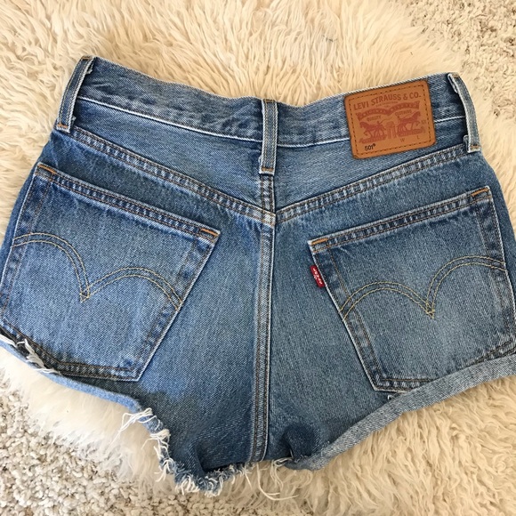 Levis 5 Button Fly Cut Off Denim Shorts 